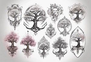 Female forearm, daughter, son, fairytale, family tree tattoo idea