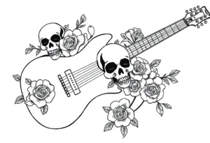 Electric guitar with skulls and roses tattoo idea