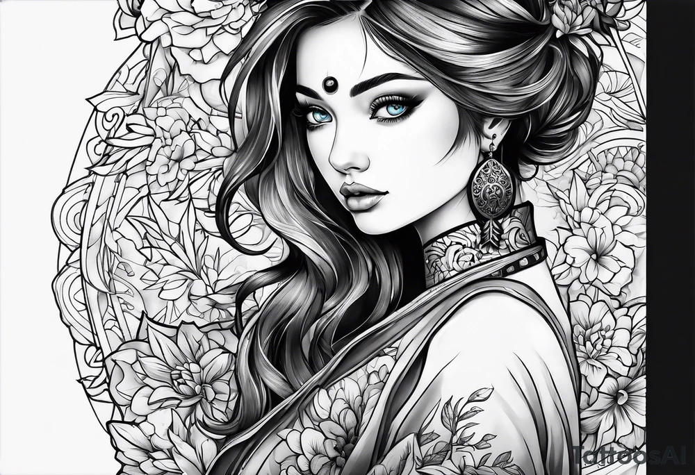 A girl with blue eyes tattoo idea
