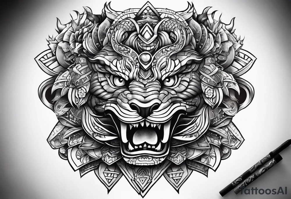 aztec snake sleeve tattoo idea
