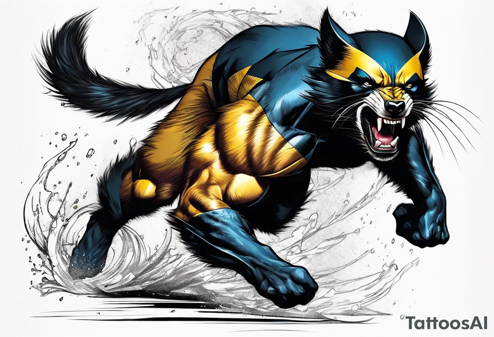 Wolverine animal runnig tattoo idea