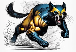 Wolverine animal runnig tattoo idea