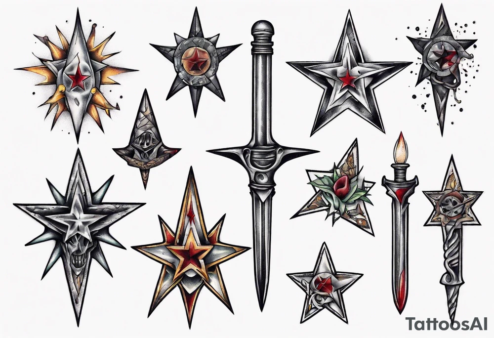 Star wounded by dagger tattoo idea