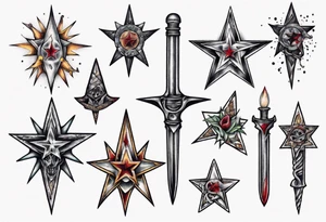 Star wounded by dagger tattoo idea