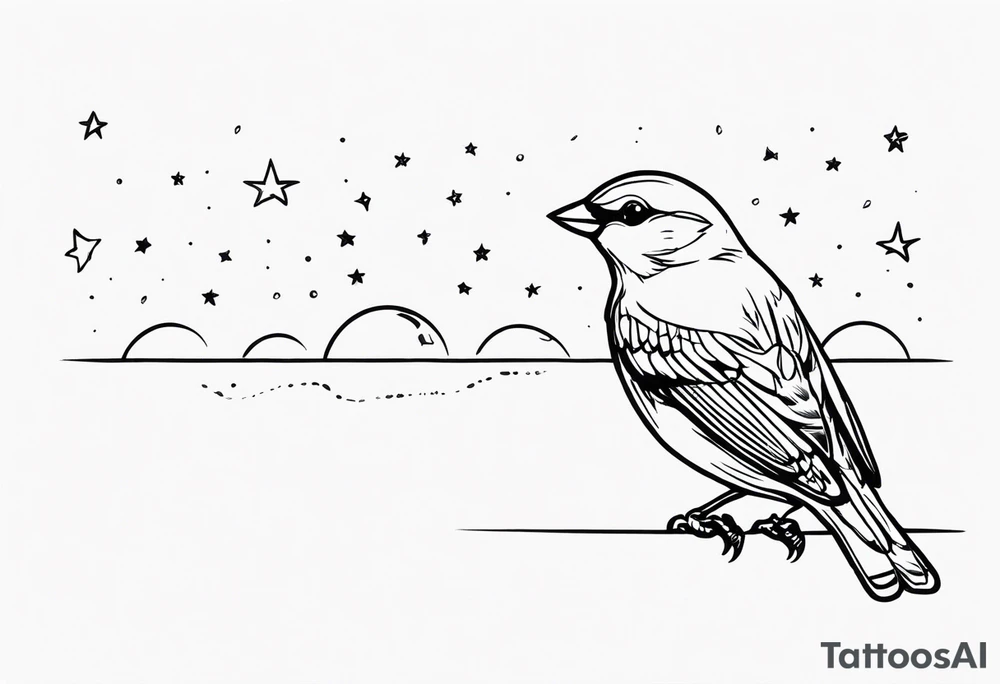 Line up neck with sparrow and the saying keep your feet on the ground and your eyes on the stars tattoo idea