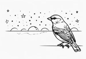 Line up neck with sparrow and the saying keep your feet on the ground and your eyes on the stars tattoo idea