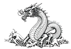 chinese dragon from the front,landscape. tattoo idea