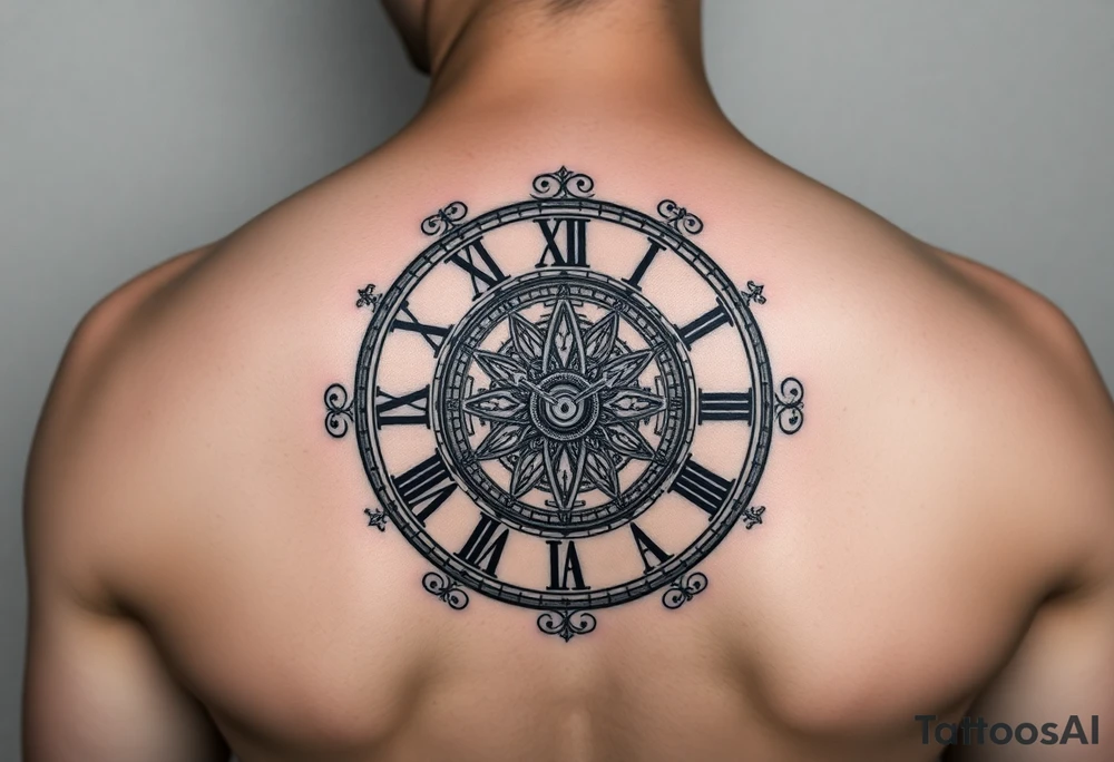 vintage roman numerals within ornate clockwork mechanism tattoo idea