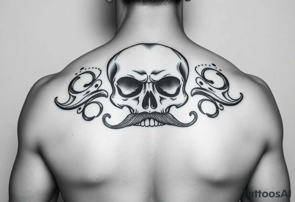 skull with mustache tattoo idea