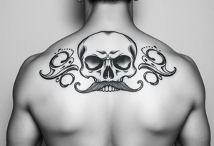 skull with mustache tattoo idea