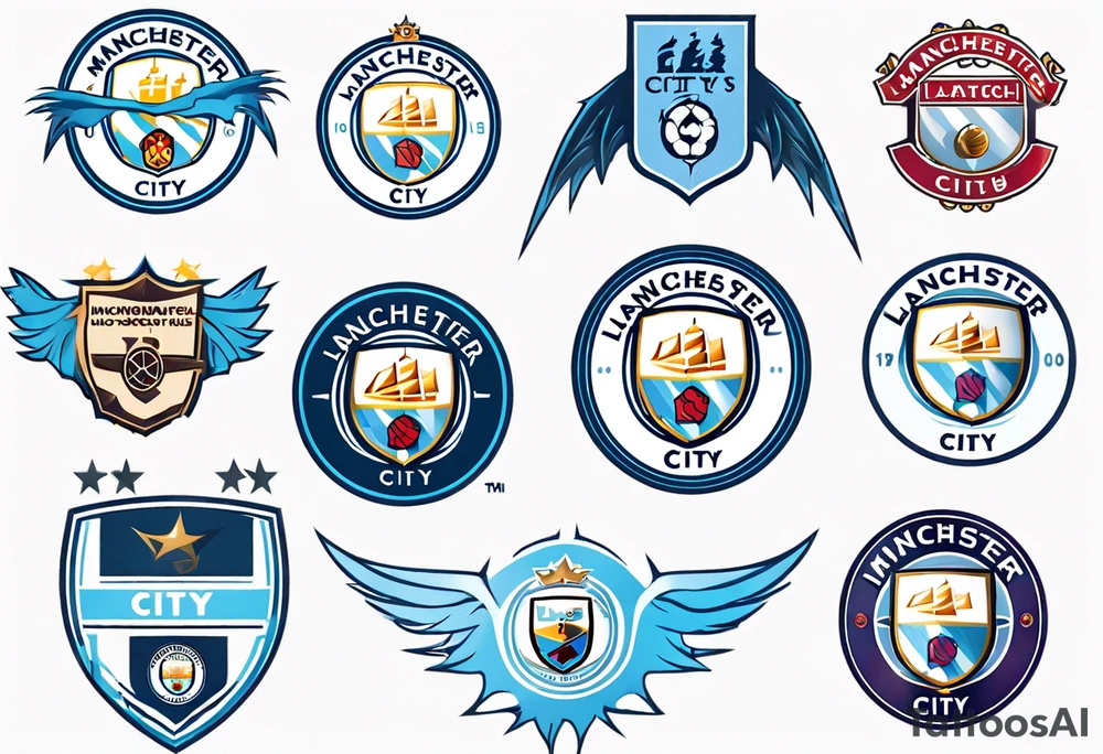 lightning ocean Manchester City football club logo or crest with creative background tattoo idea