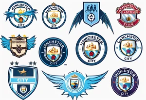 lightning ocean Manchester City football club logo or crest with creative background tattoo idea