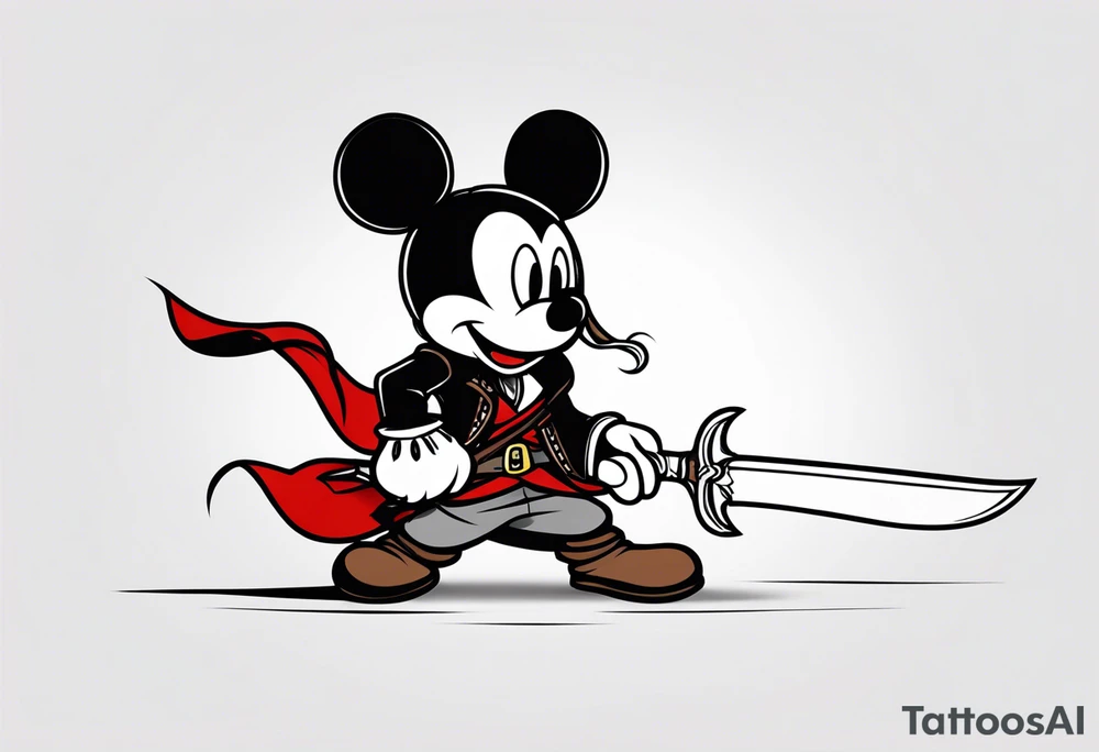 mickey mouse as assassins creed with blade tattoo idea