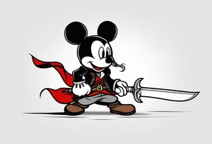 mickey mouse as assassins creed with blade tattoo idea
