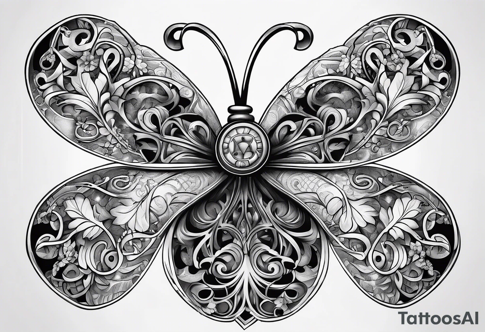 Mechanical Four leaf clover tattoo idea