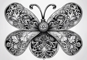 Mechanical Four leaf clover tattoo idea