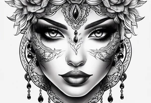 Dark feminine eyes tattoo idea
