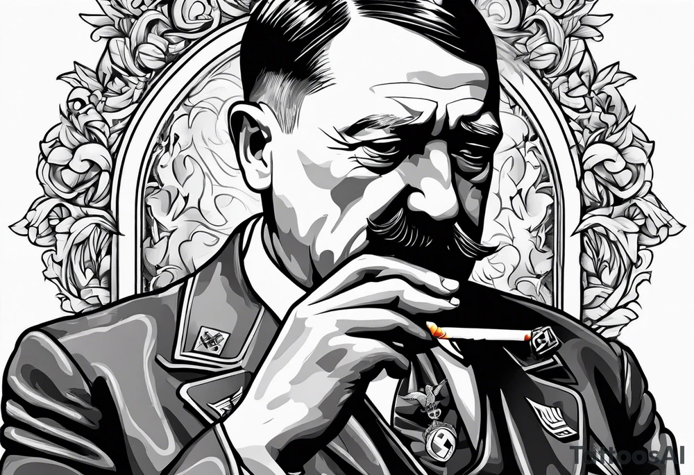 adolf hitler smoking cigarette tattoo idea