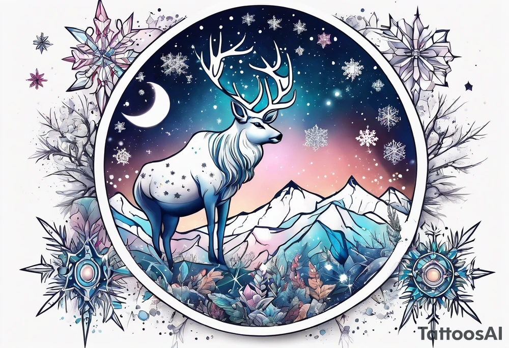 Constellation, animal, snowflake tattoo idea