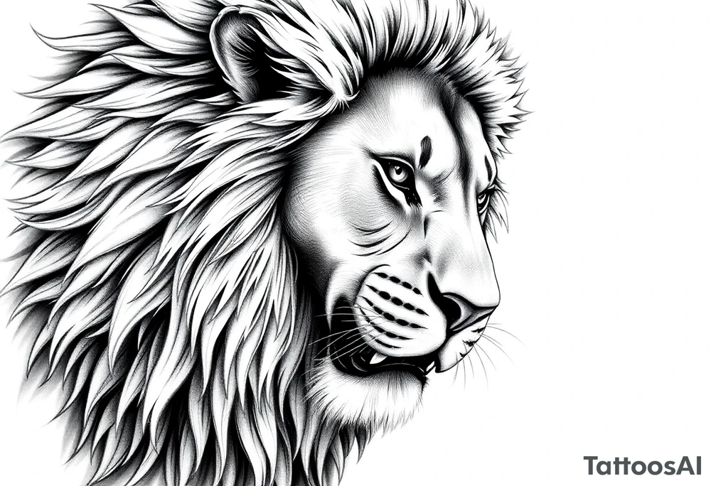 powerful majestic lion, close-up tattoo idea