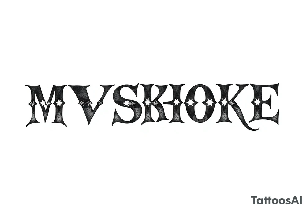 The word “MVSKOKE” shaded with Native American print tattoo idea