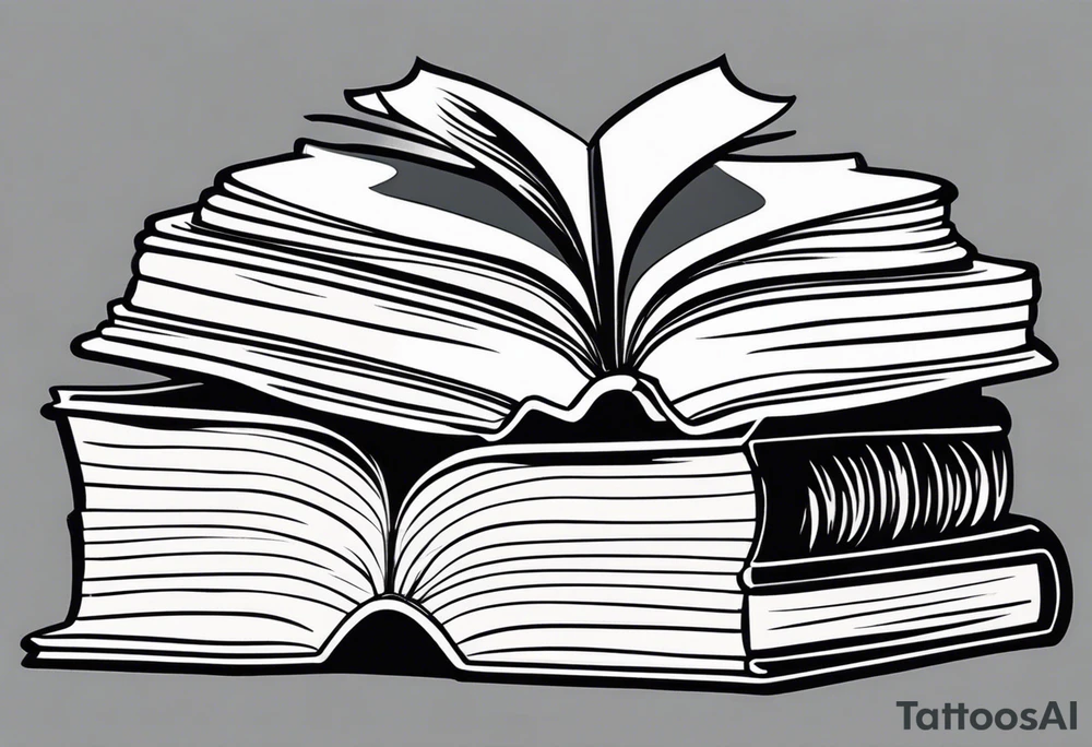 pile of open books no background tattoo idea