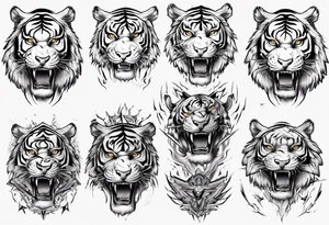 ancient Tiger with lightning for a forearm sleeve tattoo idea