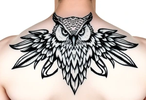 powerful majestic white owl with tribal designs tattoo idea