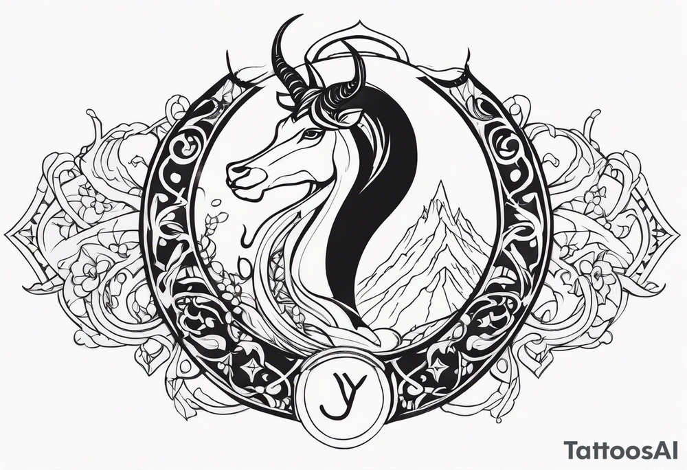 Capricorn and includes the letters JY tattoo idea