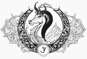 Capricorn and includes the letters JY tattoo idea
