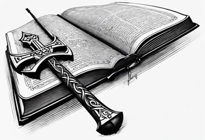 The symbol of Matthias a open Bible and a battle Axe tattoo idea