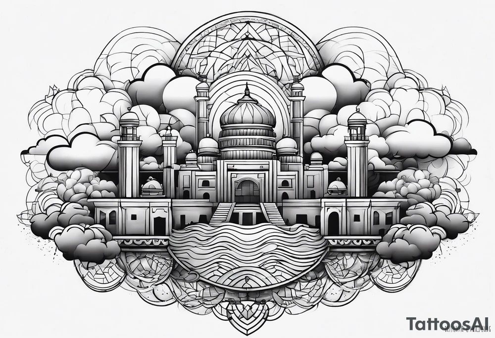 Geometric clouds tattoo idea