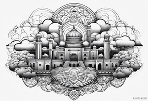 Geometric clouds tattoo idea