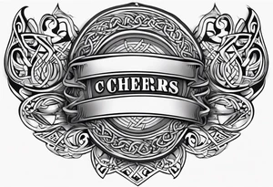 Cheers Mate text, armband +Celtic +grey Cancer Ribbon +tribal +artistic tattoo idea