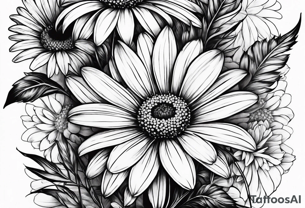 Daisy, wildflower, sleeve half tattoo idea