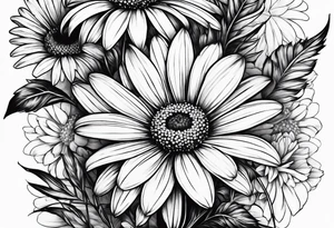 Daisy, wildflower, sleeve half tattoo idea