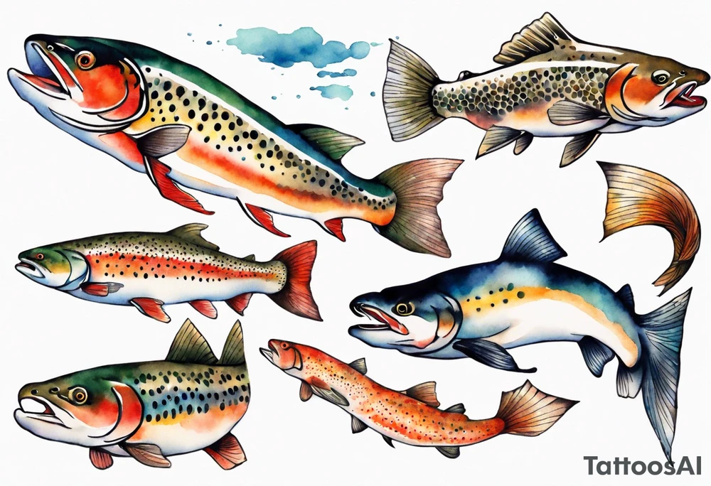 watercolor of a trout tattoo idea