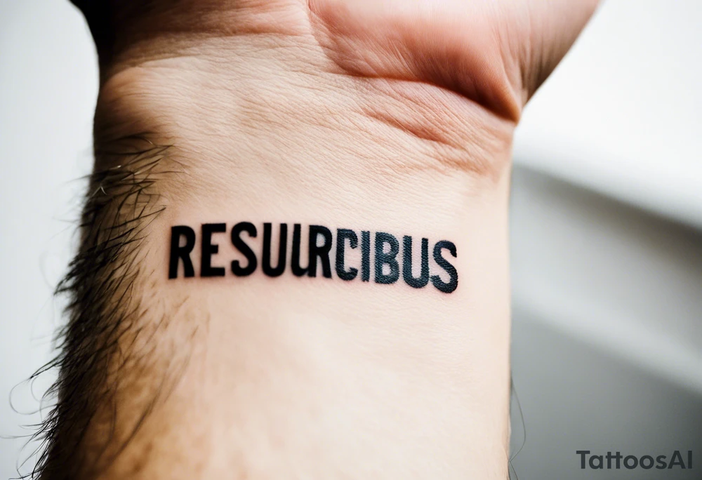 tattoo on wrist that says "resurget cineribus" in a latin bold font tattoo idea
