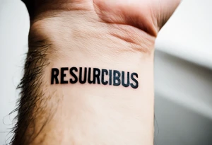 tattoo on wrist that says "resurget cineribus" in a latin bold font tattoo idea