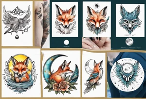 wasser sonne und mond fuchs eule kolibri tattoo idea