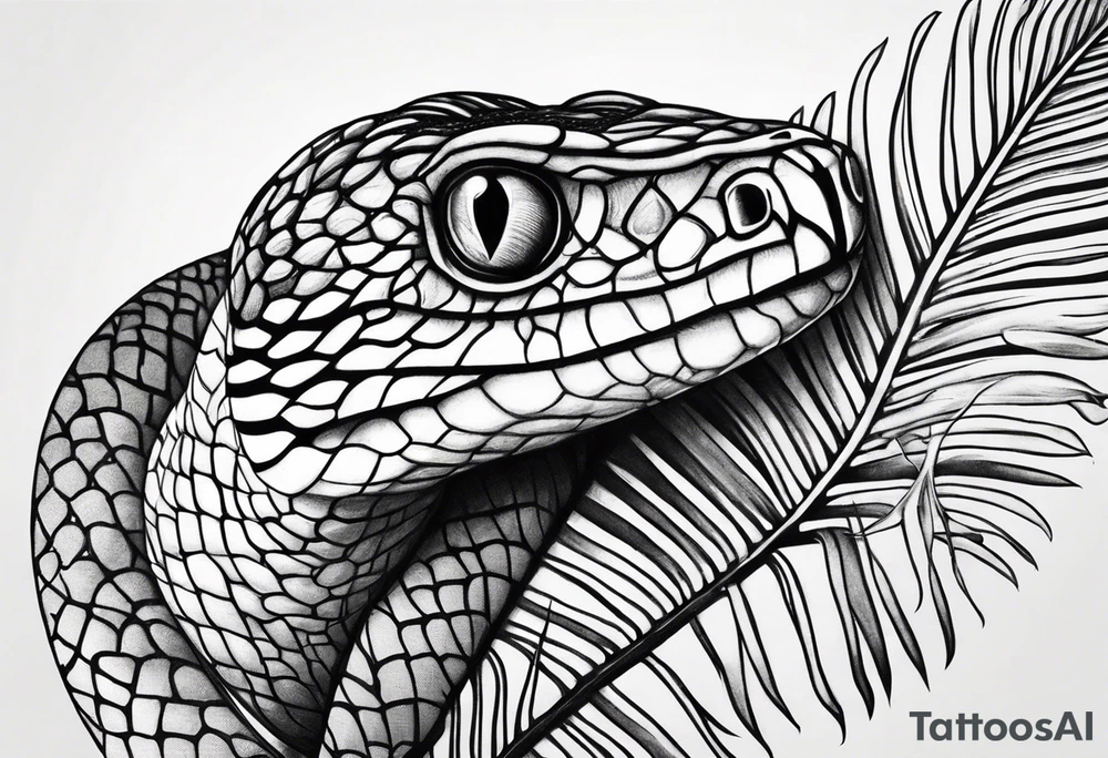 Little snake with monstera tattoo idea