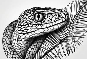 Little snake with monstera tattoo idea