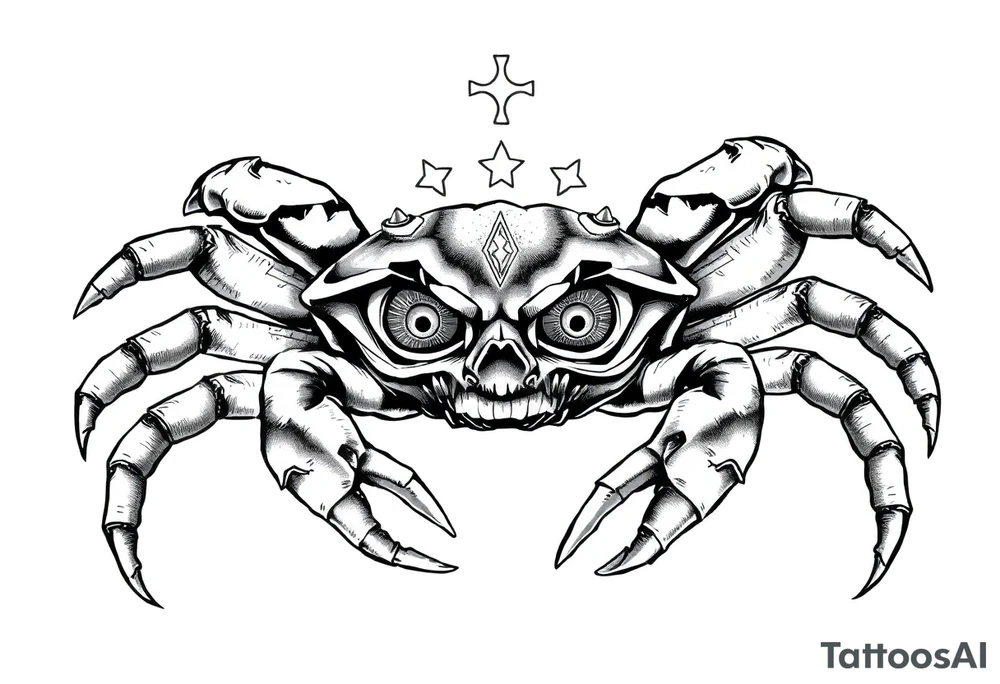 A king crab with the cancer zodiac visual and Hyde eyes tattoo idea