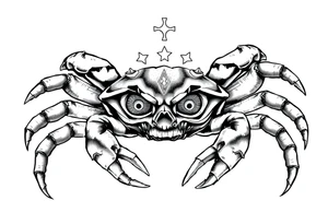 A king crab with the cancer zodiac visual and Hyde eyes tattoo idea