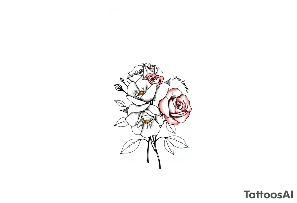 bouquet of roses tattoo idea