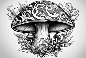 vines wrapped around a mushroom tattoo idea