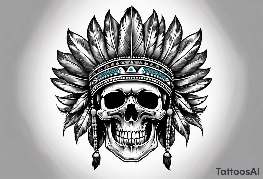 Skull with indian hat tattoo idea