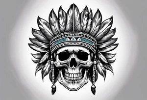 Skull with indian hat tattoo idea