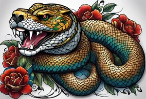 Snake wrapped around bear tattoo idea