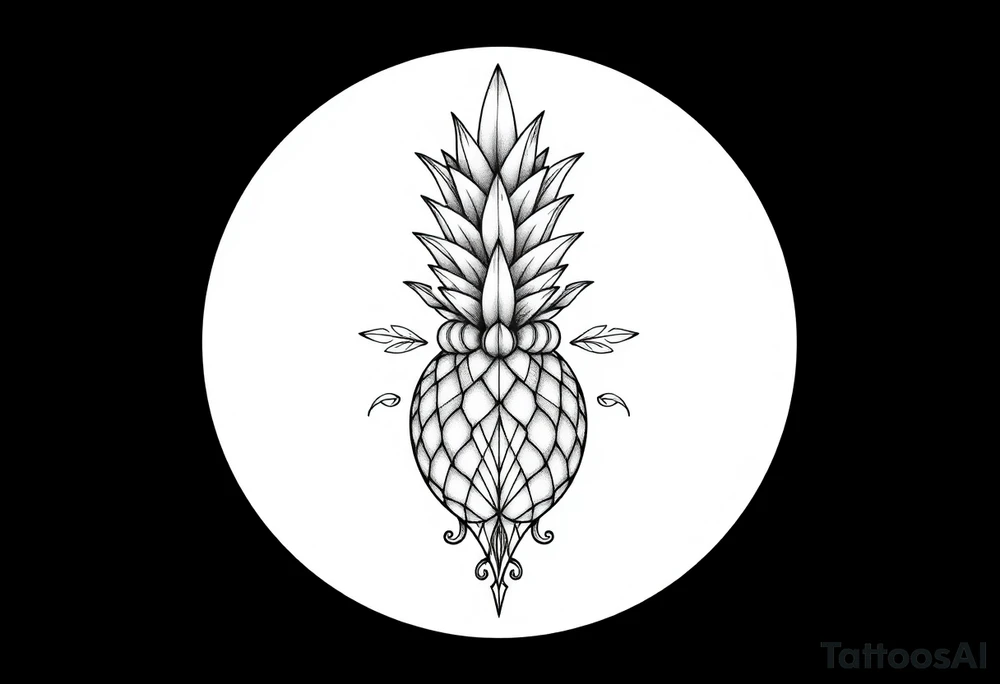 Bushy crown pineapple vagina, design to go over vagina , erotic vagina area design, anus to be at the bottom tattoo idea